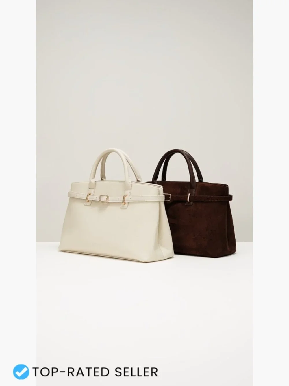 Structured Satchel Handbag Women Work Tote Purse Medium Vegan Leather Crossbody
